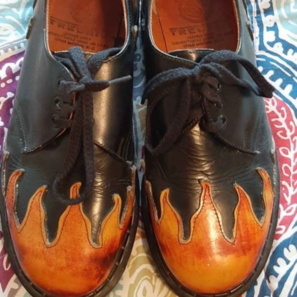 Vintage Tredair Sunburst Flame Leather Oxfords